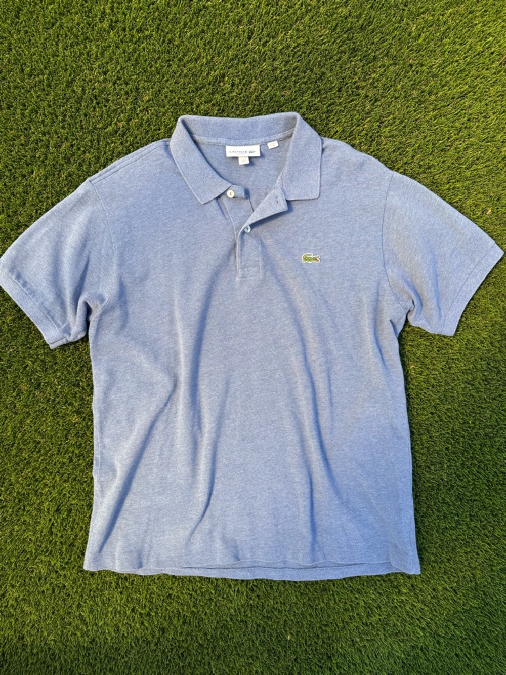 Lacoste Light Blue Men's Polo with Green Crocodile Logo